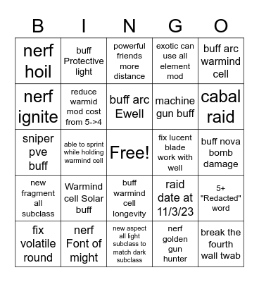 Destiny twabbb Bingo Card