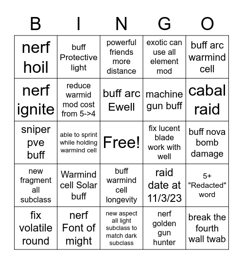 Destiny twabbb Bingo Card