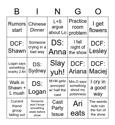 Little Shop of Horrors Bingo Card