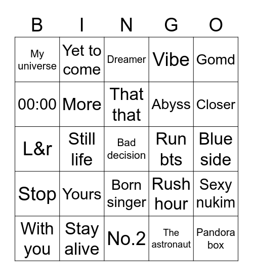 Sweetpeap09 💗 Bingo Card