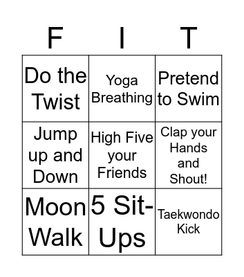 Fit-Tac-Toe Bingo Card