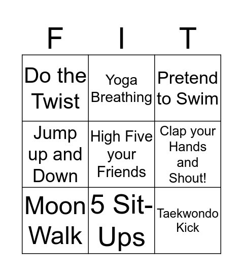 Fit-Tac-Toe Bingo Card