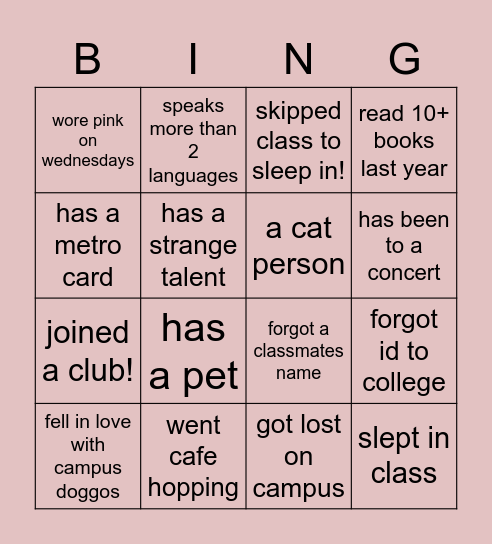 TEAM ICS Bingo Card