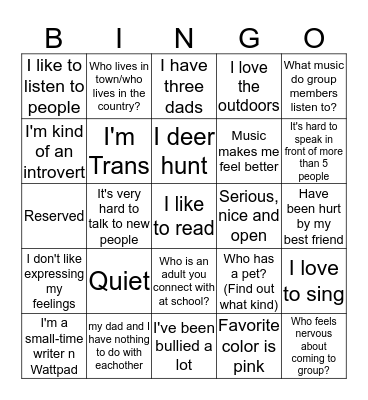 Who are we? Bingo Card