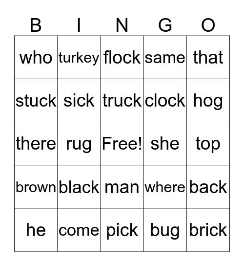 Thanksgiving Bingo Card