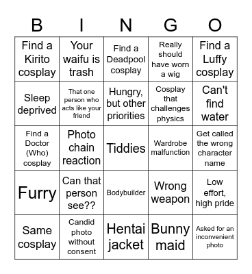 Convention Bingo Card