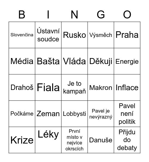 Babiš Bingo Card