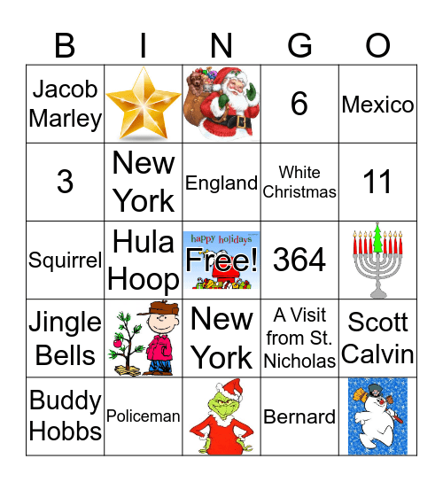 Holiday Bingo Card
