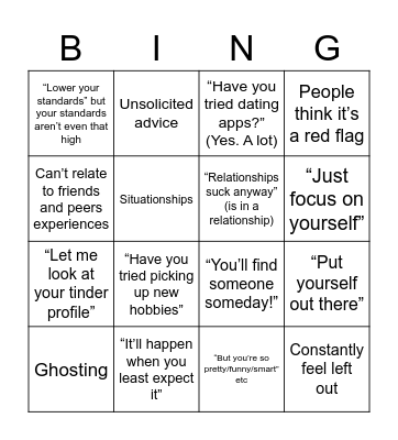 single since birth bingo Card