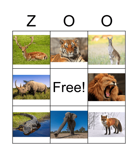 Zoo Bingo Card