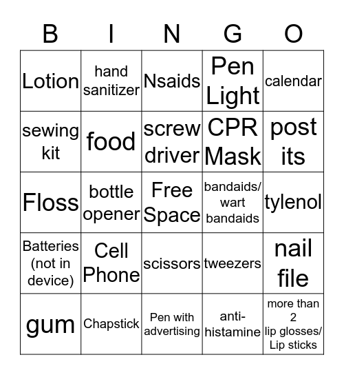 PECAN purse bingo Card