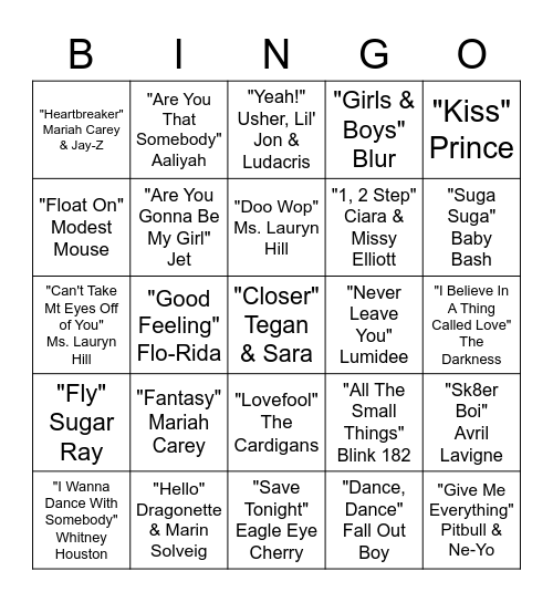 ROCK N POP BINGO 5 Bingo Card