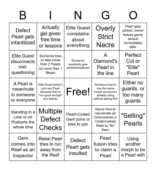 Gem Galaxies Reef RP Bingo Card