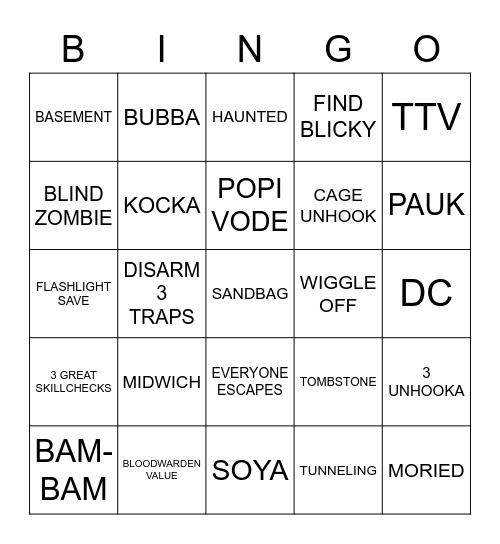 DBD RELOADED Bingo Card