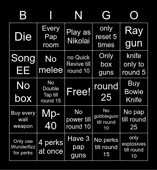 Kino Bingo Card
