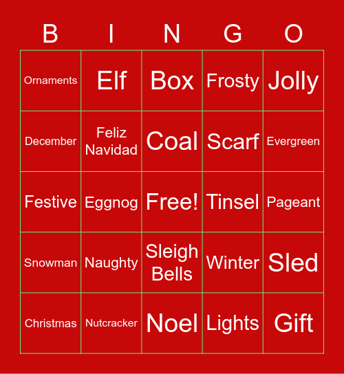 Chirstmas Bingo Card