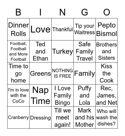 THANKSGIVING BINGO Card