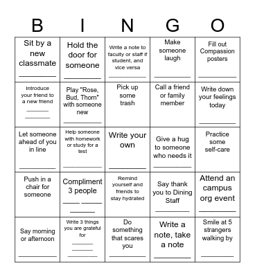 Dario Compassion Initiative Bingo Card