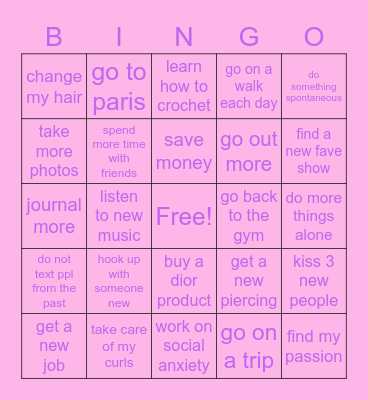 2023 resolutions Bingo Card