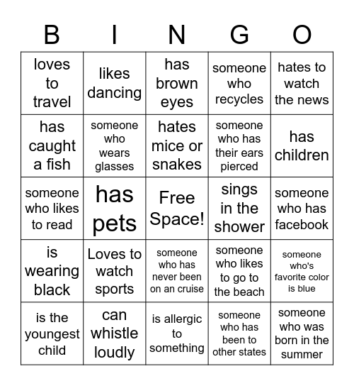 Adult ESL Bingo Card