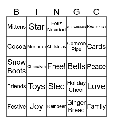 Holiday Bingo Card
