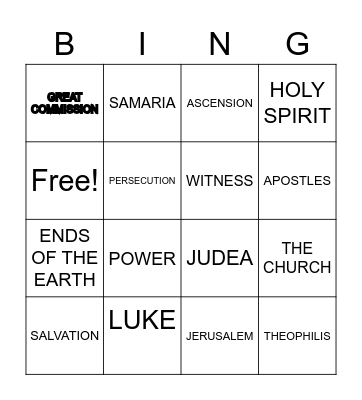 ACTS OVERVIEW Bingo Card