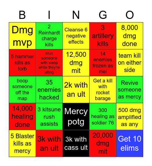 Overwatch 2 difficulty Bingo Card