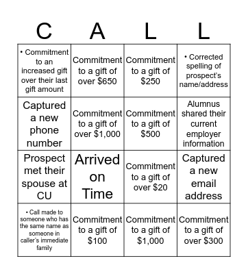 CALL! Bingo Card