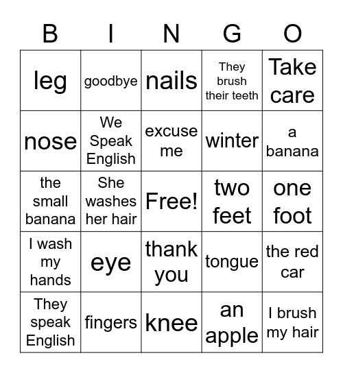 ESL #1 Bingo Card