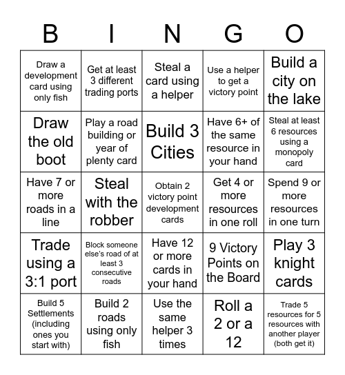 Catan Bingo/Lockout Bingo Card