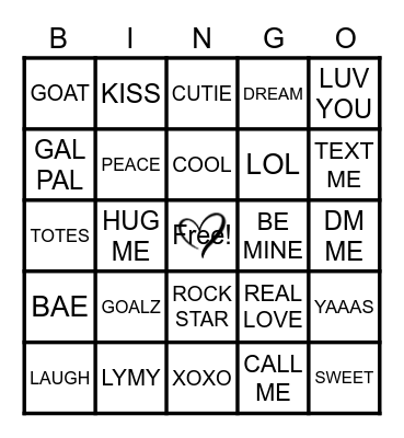 VALENTINES DAY Bingo Card