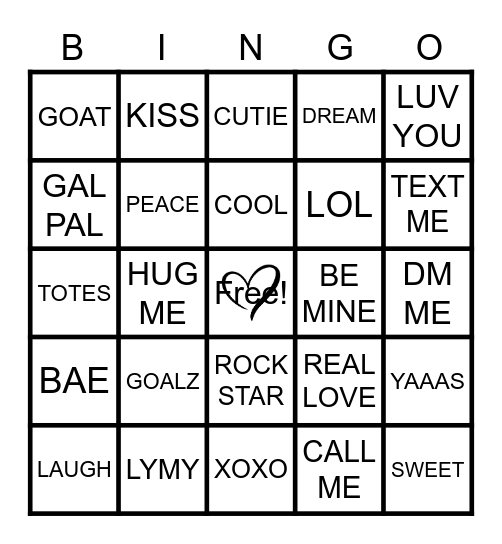 VALENTINES DAY Bingo Card