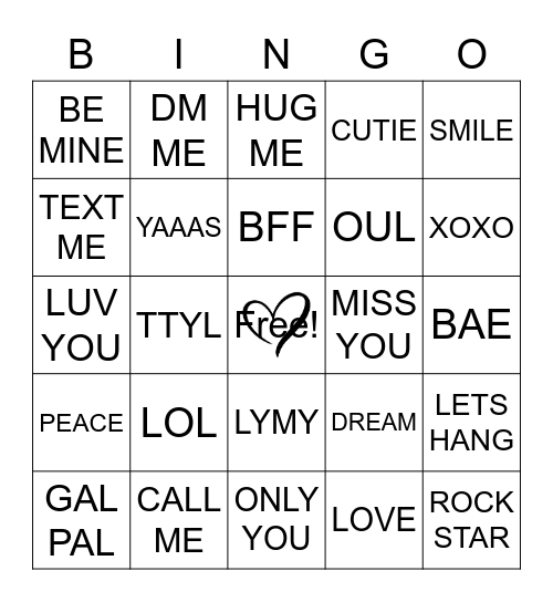 VALENTINES DAY Bingo Card