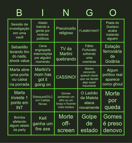 Flechout rpg do Rick Bingo Card