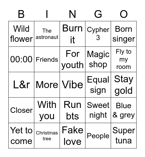 Sweetpeap09 💗 Bingo Card