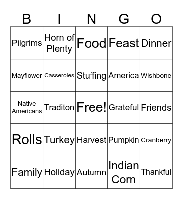 Thanksgiving Bingo Card