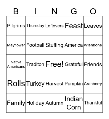 Thanksgiving Bingo Card