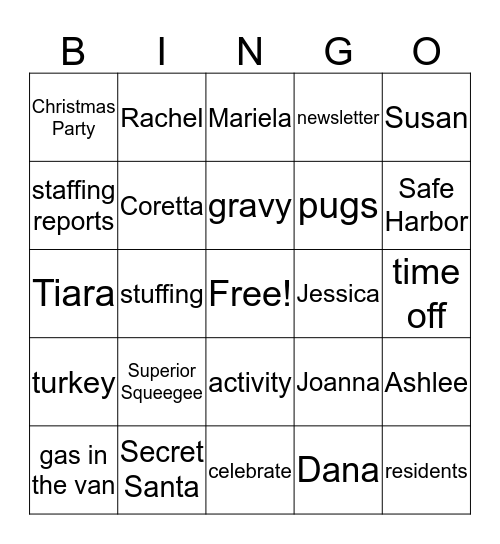 Safe Haven Celebrates THANKSGIVING! Bingo Card