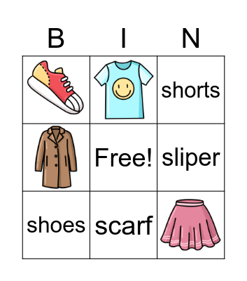 clothes Bingo Card