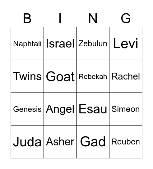 Jacob’s life Bingo Card