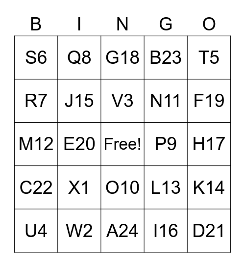 DND Bingo Card