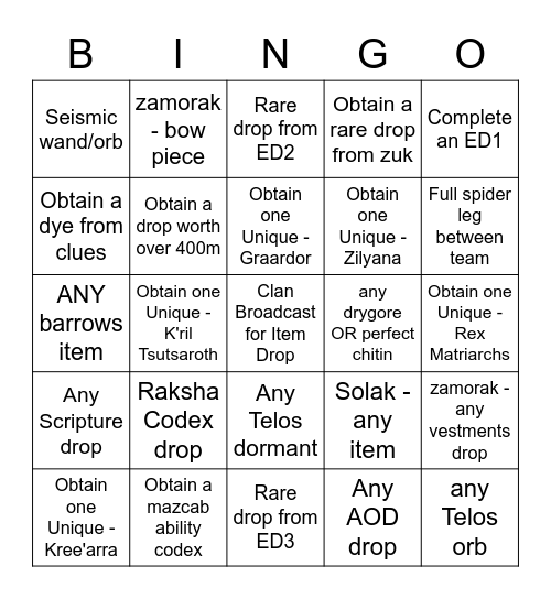 Kirstunael Bingo Card