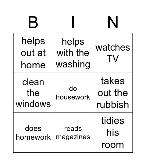 It’s my life! Bingo Card
