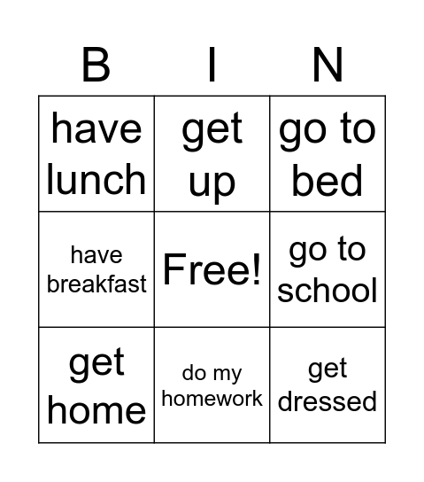 Daily routines Bingo Card