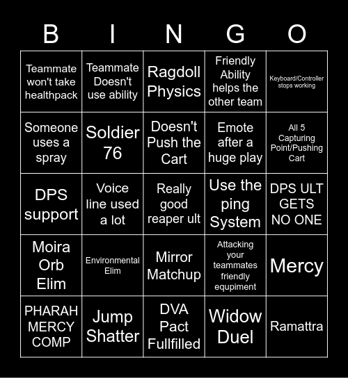 Spectating Bingo Card