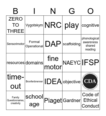CDA BINGO! Bingo Card
