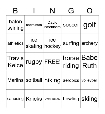 Sports Bingo Card