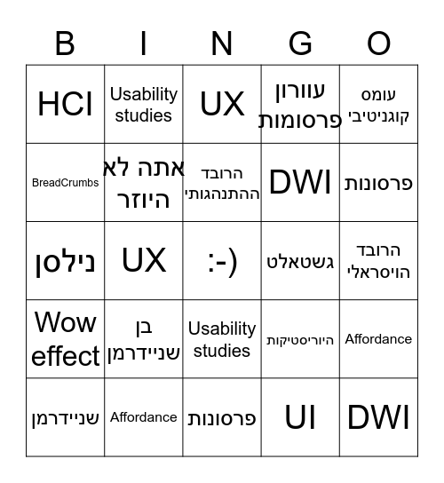 אינטראקציית אדם מחשב תשפג Bingo Card