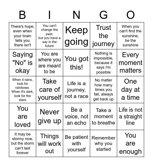 POSITIVITY Bingo Card