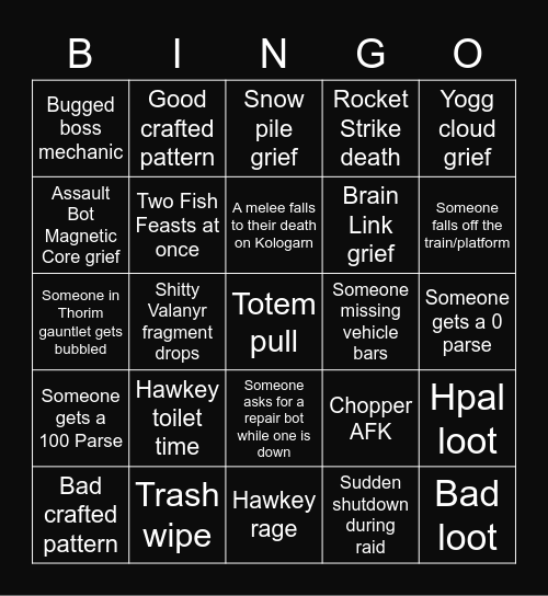 <Filthy> Ulduar Bingo Card